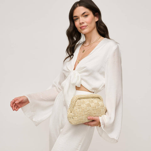 Urban Expressions-Annie Woven Clutch-Pink Dot Styles
