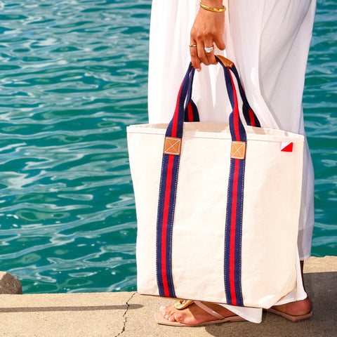 Society Canvas Leather Tote Bag: Rainbow