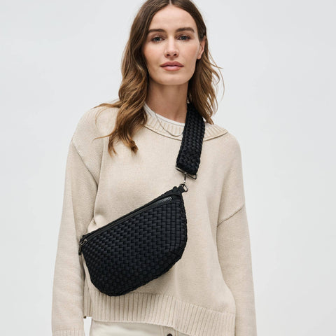 Sol and Selene-Ethereal - Woven Neoprene Crossbody: Olive-Pink Dot Styles