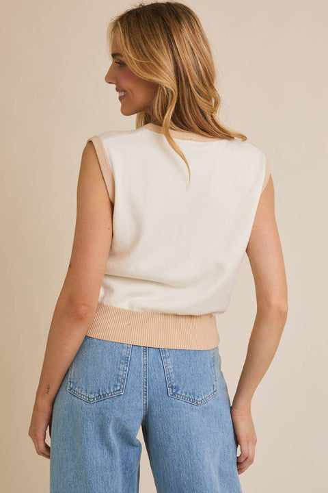 GILLI-Sleeveless Knit Top-Pink Dot Styles
