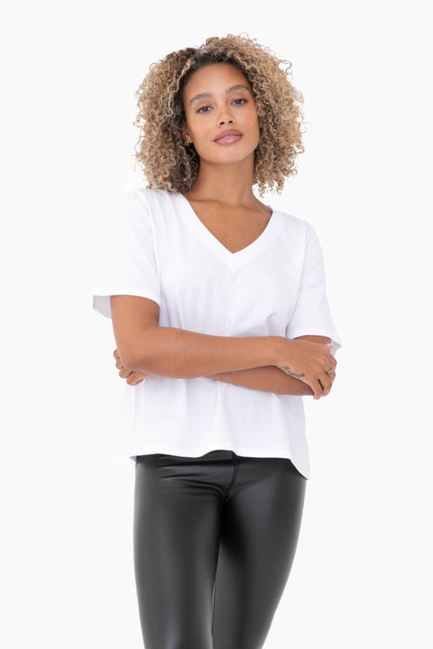 Mono B-White Pima Cotton Blend Tee-Pink Dot Styles