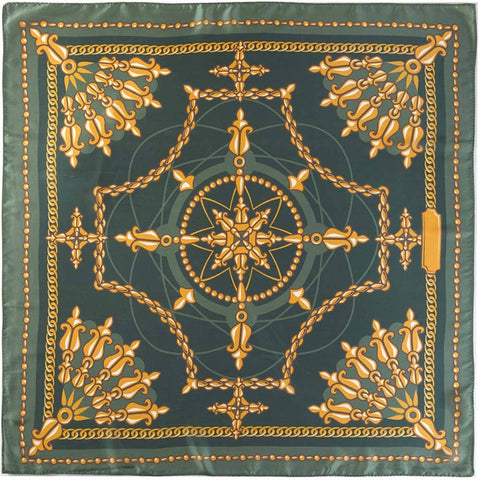 Classic Ornate Gold Chain Compass Print Bandana Scarf