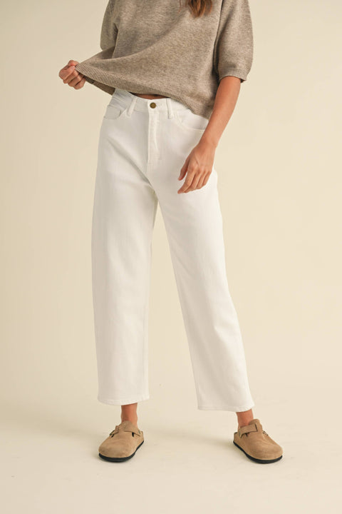 Tapered Cotton Pants: White