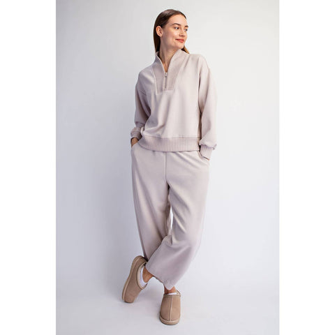 Modal Scuba Luxe v-Neck Top: Mocha Cream