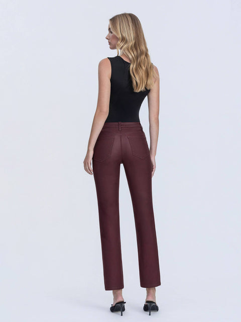 Wine Color Slim Straight Jeans
