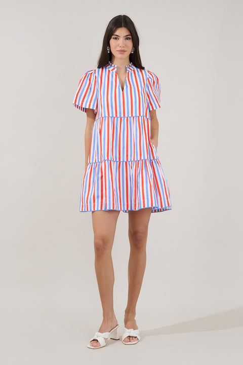 Candace Tiered Mini Dress Stripe