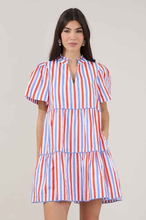 Candace Tiered Mini Dress Stripe