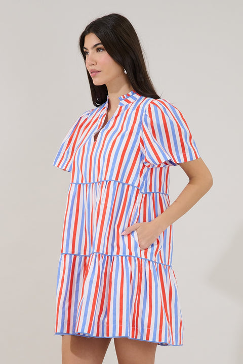 Candace Tiered Mini Dress Stripe
