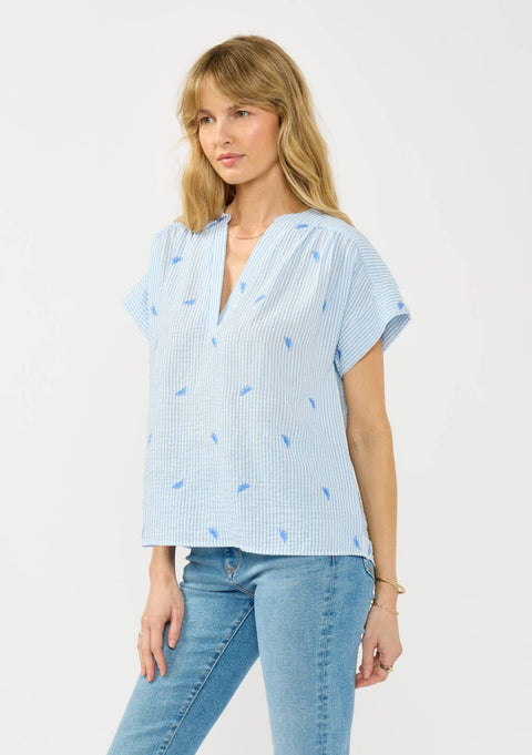 Blue Stripe Dolman Sleeve Top