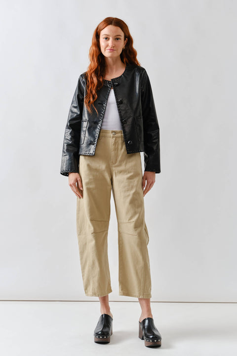 Whipstitch Edge Faux Leather Jacket