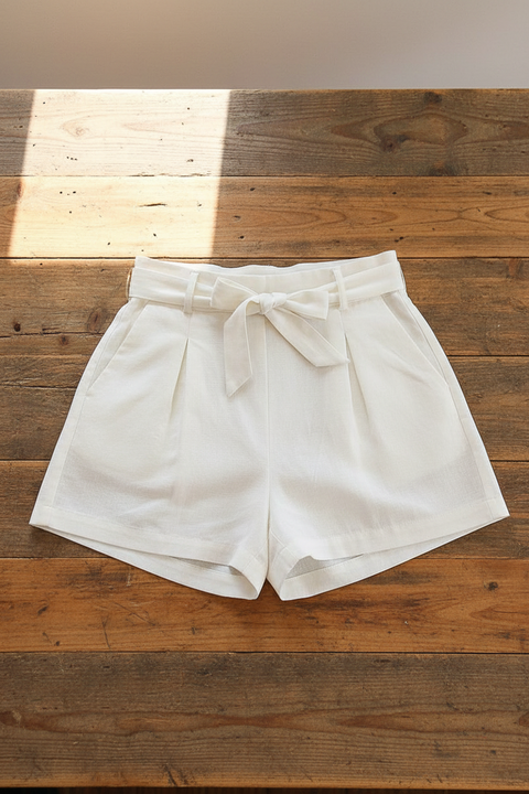 Vine & Love-High-Rise Waist Tie Shorts-Pink Dot Styles