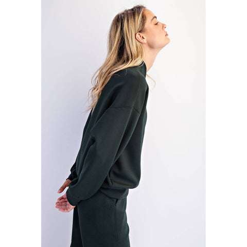Modal Scuba Luxe 3/4 Zip Top: Regency Green