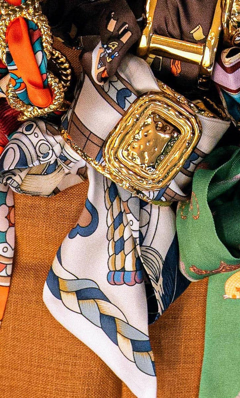 Large Gold Scarf Cuff - Evie - WS: Navy