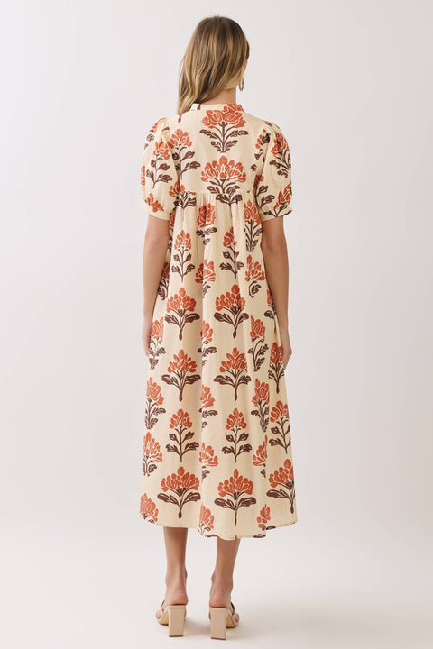 Botanical Cream Midi Dress