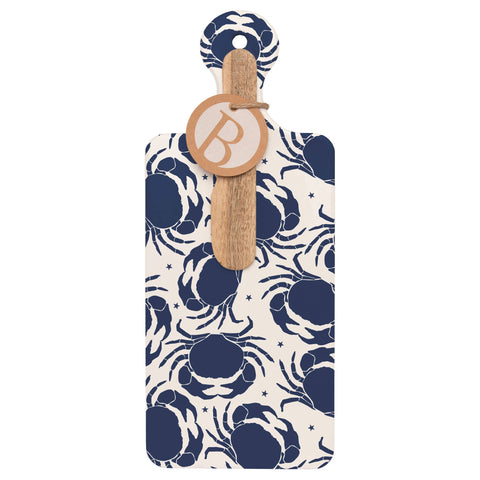 Navy Crabs CUTErie Personal Cheese Board & Wood Spreader Set