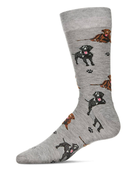 MeMoi Labradors Bamboo Men's Crew: Light Gray Heather / 10 13