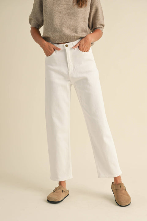Tapered Cotton Pants: White