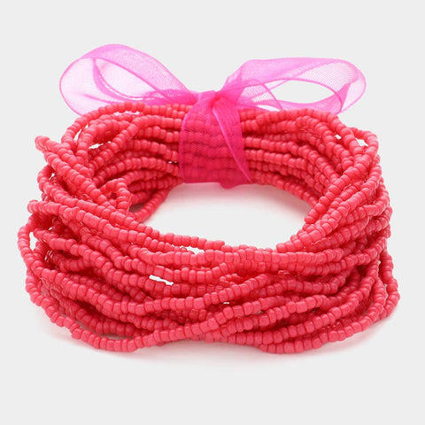 25PCS - Seed Beaded Stretch Bracelets
: Yellow