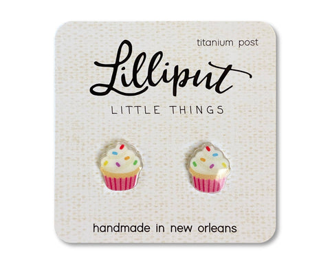 Lilliput Little Things-Birthday Cupcake Earrings-Pink Dot Styles