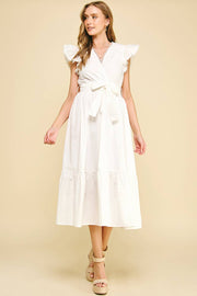PINCH-Eyelet Detail White Midi Dress-Pink Dot Styles