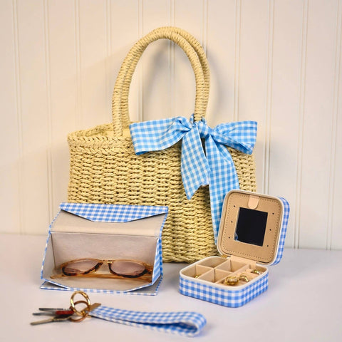 Gingham Travel Jewelry Case