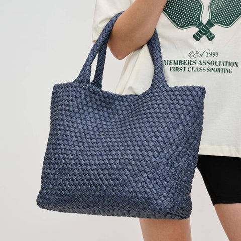 Sky's The Limit Medium Woven Neoprene Tote: Dark Denim