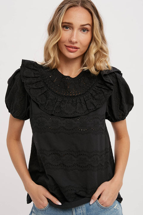 Eyelet Black Blouse