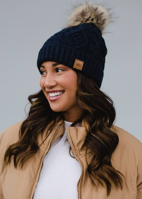 Cable Knit Pom PomHat