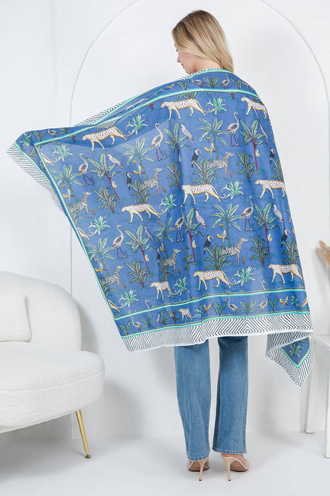 Blue Animal Print Scarf