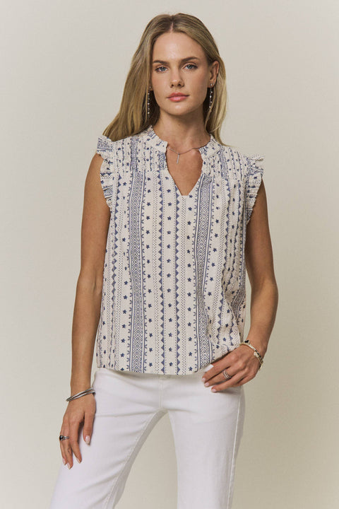 Boho Ruffle Cap Sleeve Top