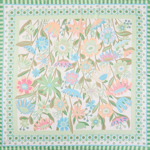 Retro Floral Print Square Bandana Scarf: Pink