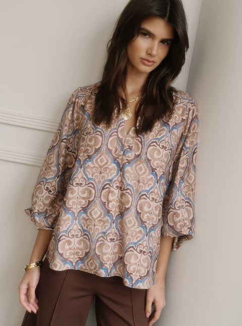 Boho Mauve Brown Blouse