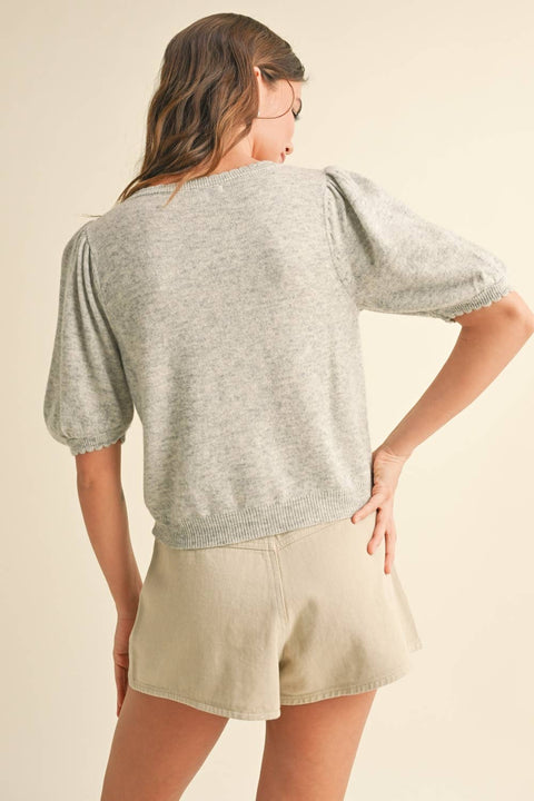 Heather Grey Short Sleeve Cardigan