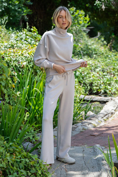 Modal Scuba Straight Pants Mocha Cream
