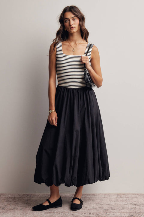 Mixed Media Bubble Midi Dress