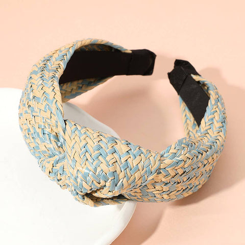 Raffia Weave Knot Headband: FUCHSIA