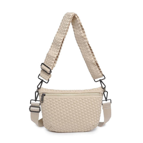 Sol and Selene-Ethereal - Woven Neoprene Crossbody: Cream-Pink Dot Styles