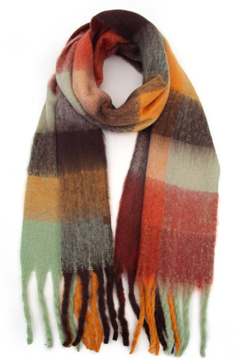 C.C Multi Color Block Plaid Check Pattern Woven Winter Scarf: 13