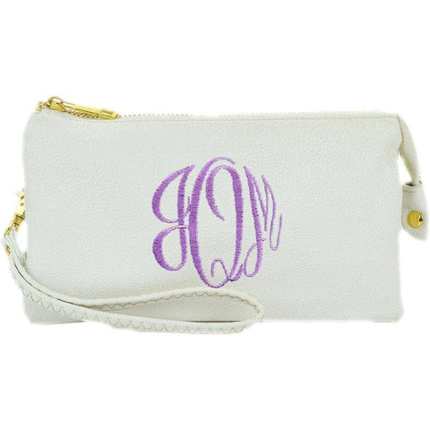 7013 Monogrammable Three Compartments Crossbody Bag: White