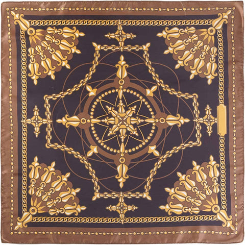Classic Ornate Gold Chain Compass Print Bandana Scarf