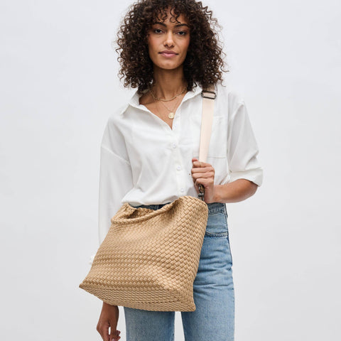 Sky's The Limit Medium Woven Neoprene Tote: Nude