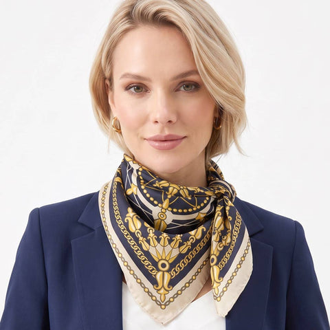 Classic Ornate Gold Chain Compass Print Bandana Scarf