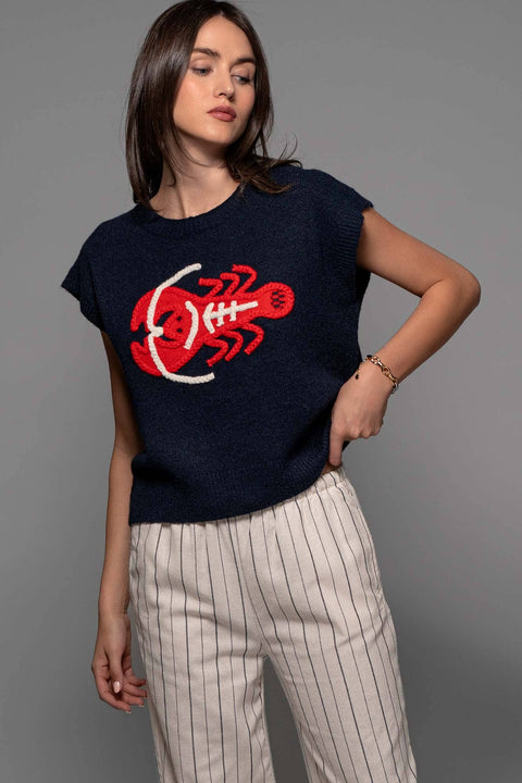 Urban Daizy-Coastal Lobster Top-Pink Dot Styles