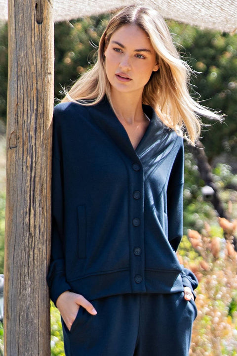 Modal Scuba Cardi: Teal Navy