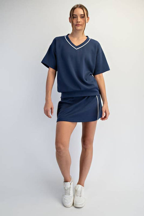 Modal Scuba Navy Short Sleeve Top