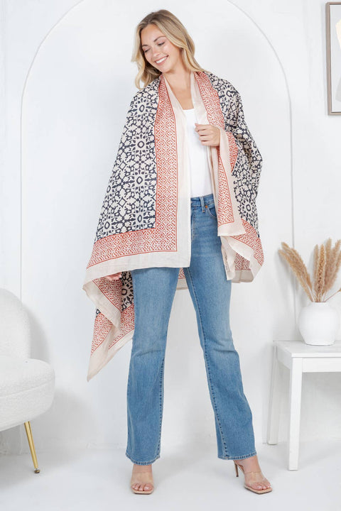 Black and Pink Block Print Scarf