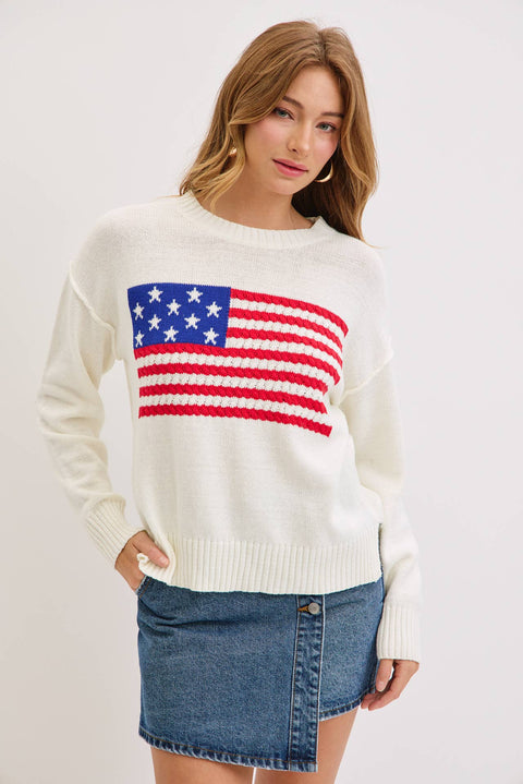 Sweet Lovely by Jen-American Flag Sweater-Pink Dot Styles