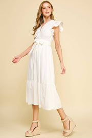 PINCH-Eyelet Detail White Midi Dress-Pink Dot Styles