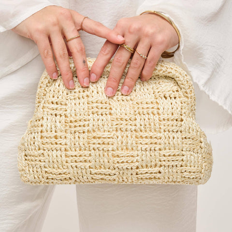 Urban Expressions-Annie Woven Clutch-Pink Dot Styles