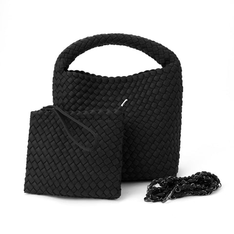 Haute Shore-Shelly Black| Woven Bucket Bag-Pink Dot Styles